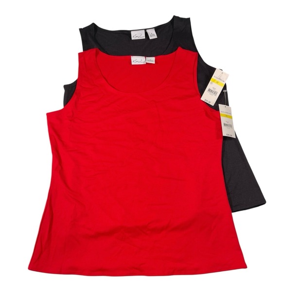 Kim Rogers Tops - NEW 2 Pack Kim Rogers Medium Sleeveless Tank Top Red/Black Lightweight Classic